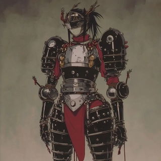 Ruinstair Inklands style, Midjourney V6.1: concept art character design of retropunk steam knight