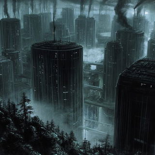 Tungstenfilm style, Midjourney V6.1: megacity with futuristic bioarchitecture
