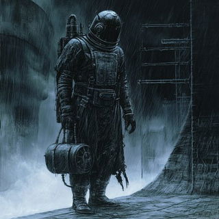 Tungstenfilm style, Midjourney V6.1: concept art character design of retropunk steam knight