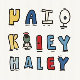 Balloonvale Gouache style, Midjourney V6.1: typographic composition with large letters