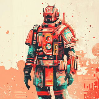 Codexarch style, Midjourney V6.1: concept art character design of retropunk steam knight