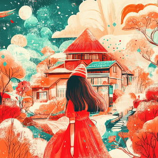 Codexarch style, Midjourney V6.1: retro fairy-tale illustration