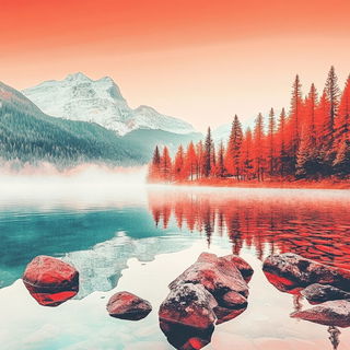 Codexarch style, Midjourney V6.1: realistic landscape photograph of quiet dawn