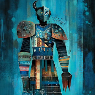 Gullwing Graffitics style, Midjourney V6.1: concept art character design of retropunk steam knight