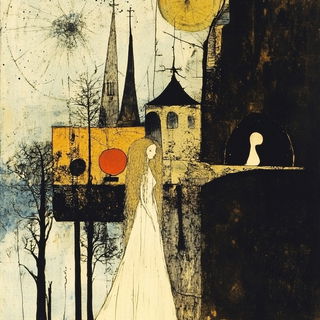 Carnival Ink Pilgrims style, Midjourney V6.1: retro fairy-tale illustration