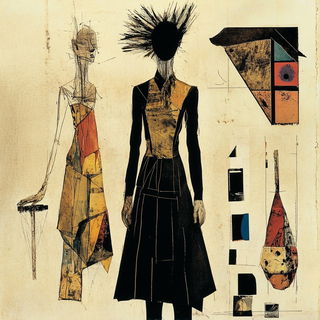 Carnival Ink Pilgrims style, Midjourney V6.1: haute-couture fashion outfit