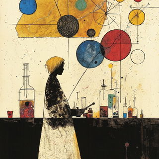 Carnival Ink Pilgrims style, Midjourney V6.1: editorial illustration for popular scientific magazine cover