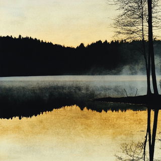 Carnival Ink Pilgrims style, Midjourney V6.1: realistic landscape photograph of quiet dawn