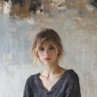 Skyfold Ideogram style, Midjourney V6.1: photographic portrait of female protagonist