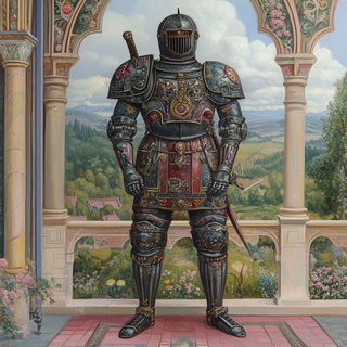 Opalstar Chromanime style, Midjourney V6.1: concept art character design of retropunk steam knight
