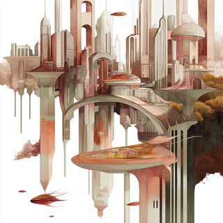 Colortrace Cyclone style, Midjourney V6.1: megacity with futuristic bioarchitecture