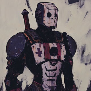 Shardhaven style, Midjourney V6.1: concept art character design of retropunk steam knight