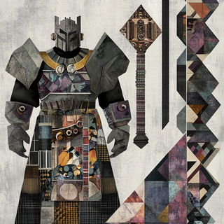 Cablecloak Futurism style, Midjourney V6.1: concept art character design of retropunk steam knight