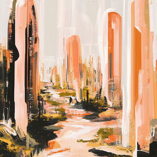 Shoreline Inside the Hand style, Midjourney V6.1: megacity with futuristic bioarchitecture