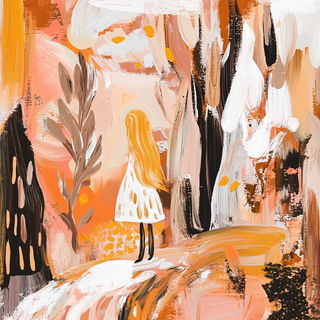 Shoreline Inside the Hand style, Midjourney V6.1: retro fairy-tale illustration