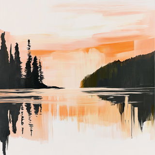 Shoreline Inside the Hand style, Midjourney V6.1: realistic landscape photograph of quiet dawn