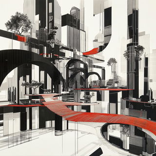 Monsoon Storypaint style, Midjourney V6.1: megacity with futuristic bioarchitecture