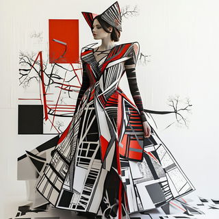 Monsoon Storypaint style, Midjourney V6.1: haute-couture fashion outfit