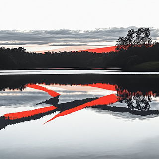 Monsoon Storypaint style, Midjourney V6.1: realistic landscape photograph of quiet dawn