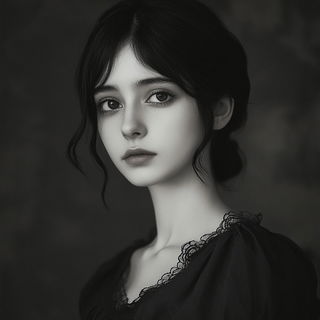 Engraved Megalopolis style, Midjourney V6.1: photographic portrait of female protagonist