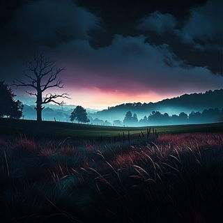 Tealflare Storycraft style, Midjourney V6.1: realistic landscape photograph of quiet dawn