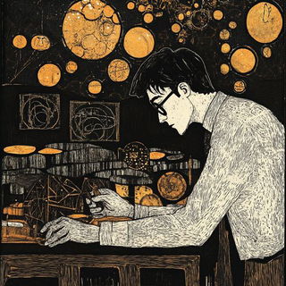 Moonmarket Cartography style, Midjourney V6.1: editorial illustration for popular scientific magazine cover
