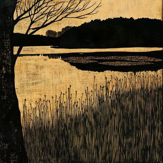 Moonmarket Cartography style, Midjourney V6.1: realistic landscape photograph of quiet dawn