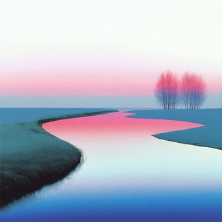 Heraldiflora style, Midjourney V6.1: realistic landscape photograph of quiet dawn
