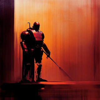 Saffronfoil Diptych style, Midjourney V6.1: concept art character design of retropunk steam knight