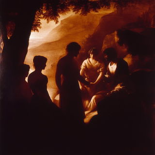 Saffronfoil Diptych style, Midjourney V6.1: classical 18th-century oil painting