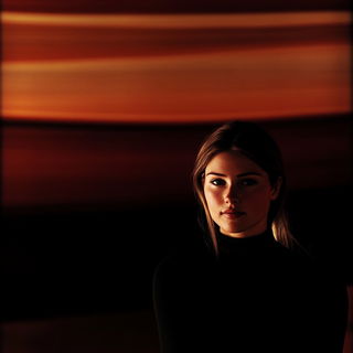 Saffronfoil Diptych style, Midjourney V6.1: photographic portrait of female protagonist