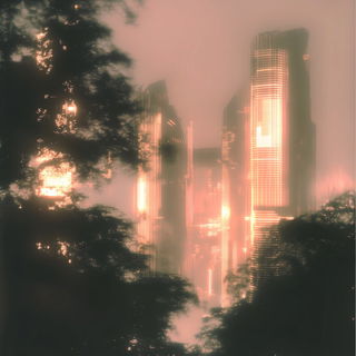 Inkprosthetica style, Midjourney V6.1: megacity with futuristic bioarchitecture