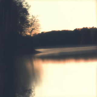 Inkprosthetica style, Midjourney V6.1: realistic landscape photograph of quiet dawn