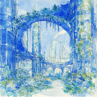 Stratacut style, Midjourney V6.1: megacity with futuristic bioarchitecture