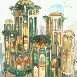 Rosarium Via style, Midjourney V6.1: megacity with futuristic bioarchitecture