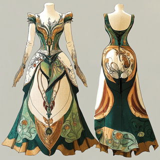 Rosarium Via style, Midjourney V6.1: haute-couture fashion outfit
