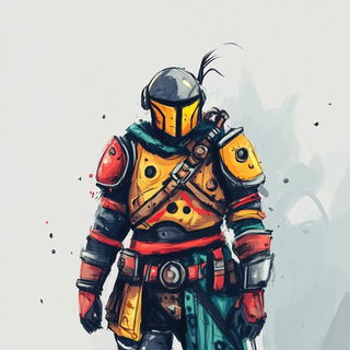Chronogear Escarpment style, Midjourney V6.1: concept art character design of retropunk steam knight