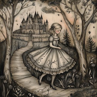 Blue Exodus style, Midjourney V6.1: retro fairy-tale illustration