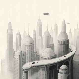 Ocheroptic style, Midjourney V6.1: megacity with futuristic bioarchitecture