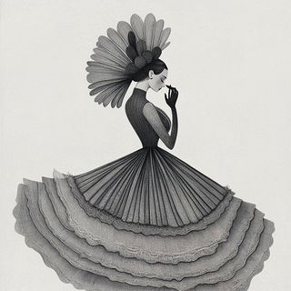 Ocheroptic style, Midjourney V6.1: haute-couture fashion outfit