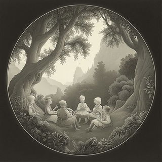 Ocheroptic style, Midjourney V6.1: classical 18th-century oil painting
