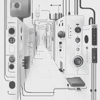 Ocheroptic style, Midjourney V6.1: technical infrastructure blueprint schematics