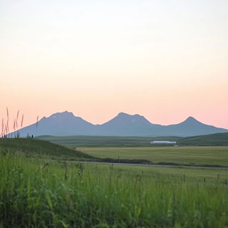 Moonmolt style, Midjourney V6.1: realistic landscape photograph of quiet dawn
