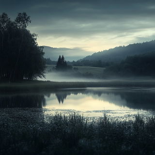 Aeroanatomics style, Midjourney V6.1: realistic landscape photograph of quiet dawn