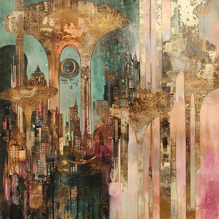 Relieflampism style, Midjourney V6.1: megacity with futuristic bioarchitecture