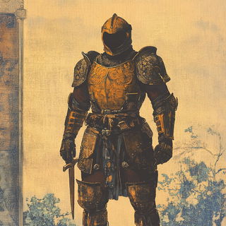 Papercourt Diorama style, Midjourney V6.1: concept art character design of retropunk steam knight