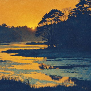 Papercourt Diorama style, Midjourney V6.1: realistic landscape photograph of quiet dawn
