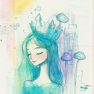 Monolithome style, Midjourney V6.1: retro fairy-tale illustration