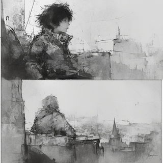 Floraquarto style, Midjourney V6.1: black-and-white manga comic strip