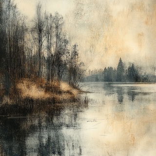 Floraquarto style, Midjourney V6.1: realistic landscape photograph of quiet dawn
